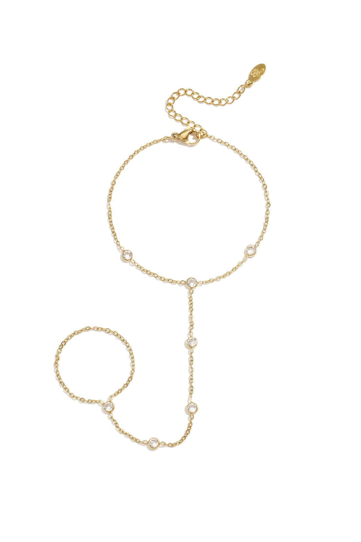 Handketting met sprankelende strass details, goudkleurig