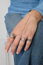 Handketting met strass, zilverkleurig