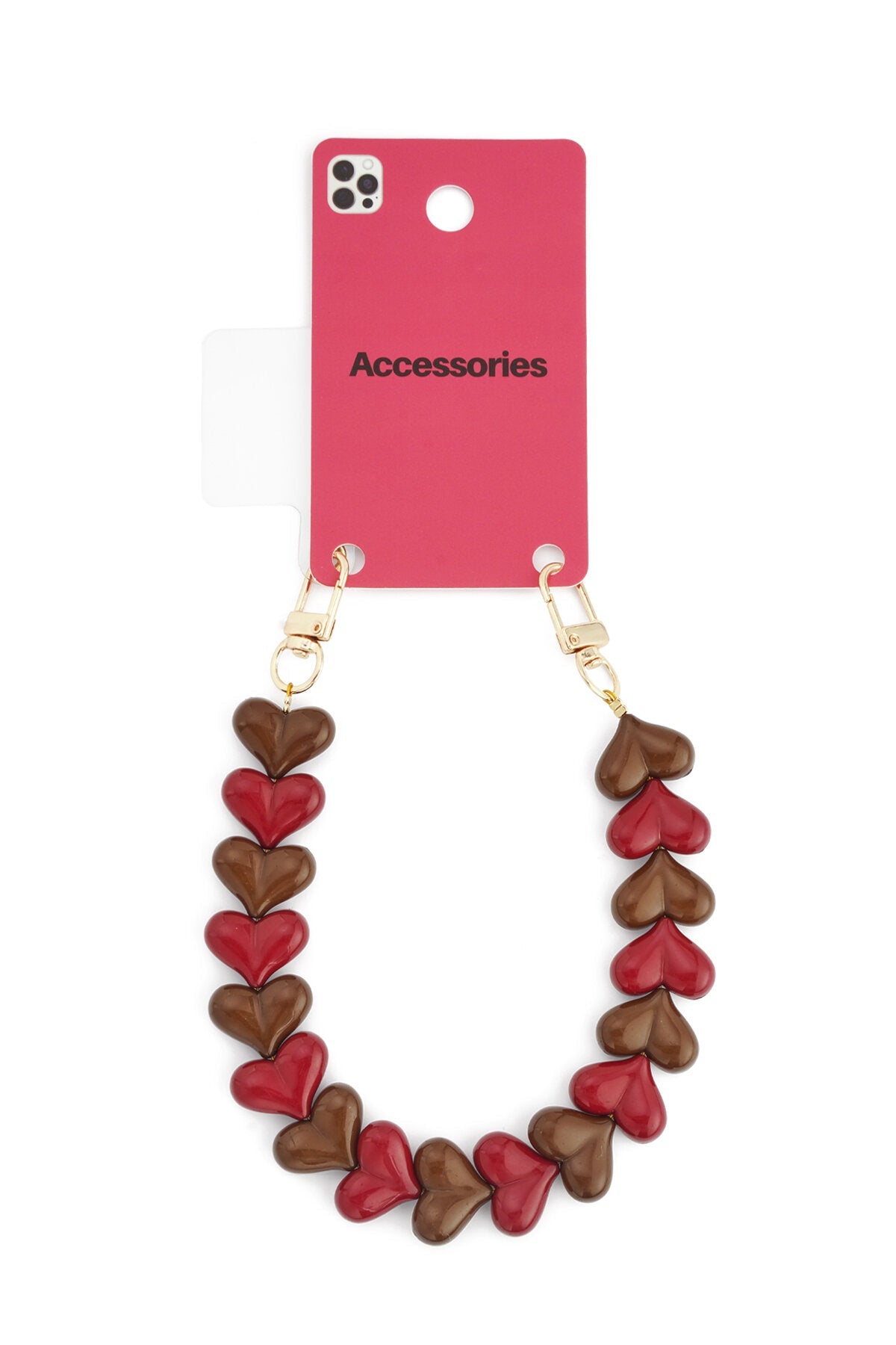 Tweekleurig hart-telefoonkoord (ondoorzichtig) - Jewellery Fever