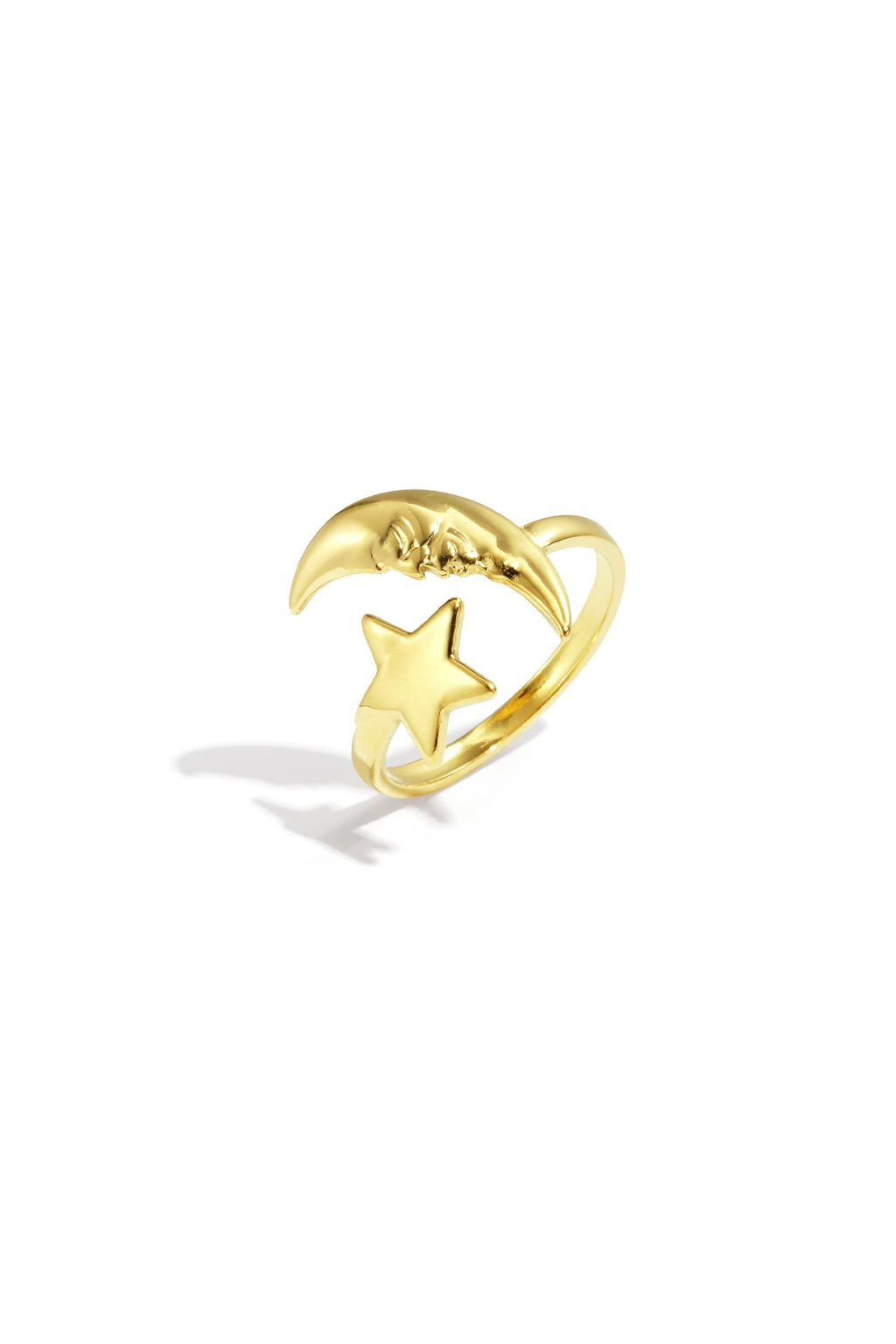 Verstelbare minimalistische ring met ster en maan - Jewellery Fever
