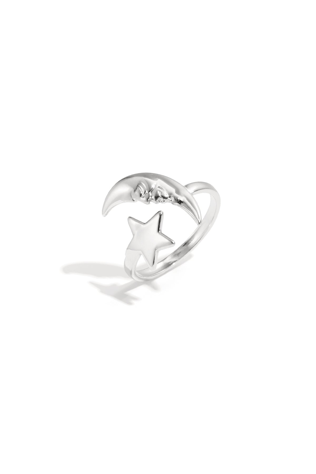 Verstelbare minimalistische ring met ster en maan - Jewellery Fever