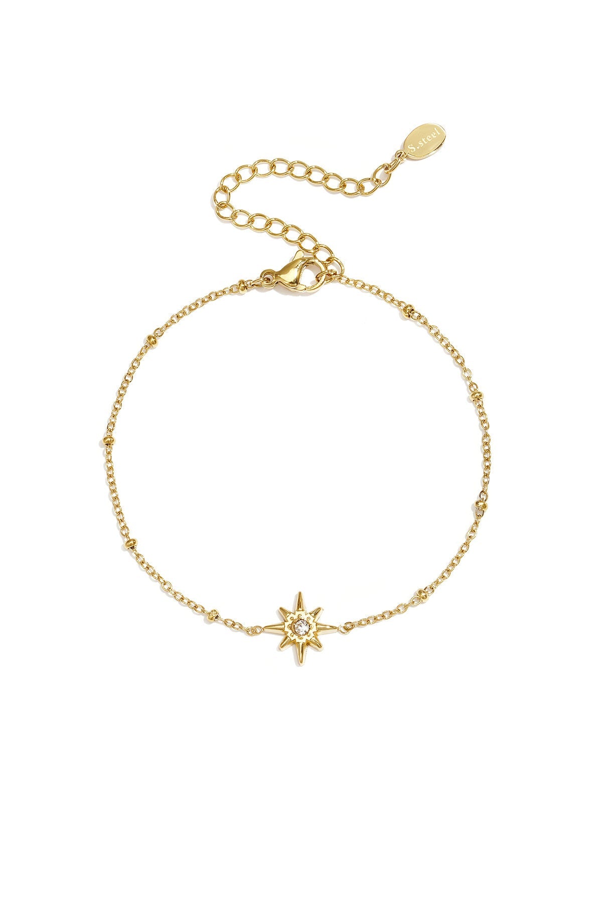 Zonnige bedelarmband met stralend detail, goudkleurig